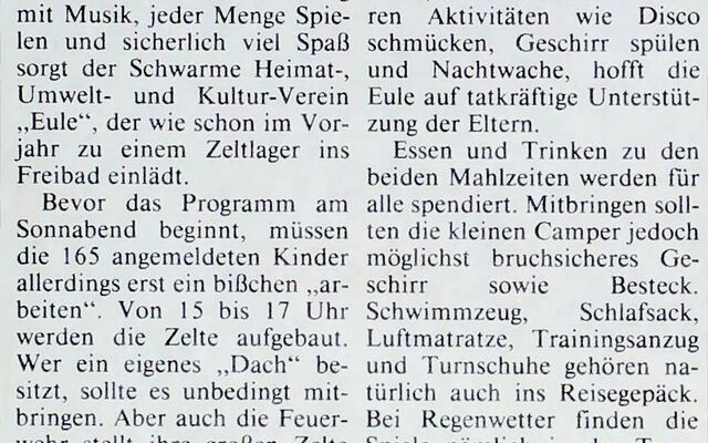 07 EULE wieder Ausrichter der Zeltübernachtung im Freibad
